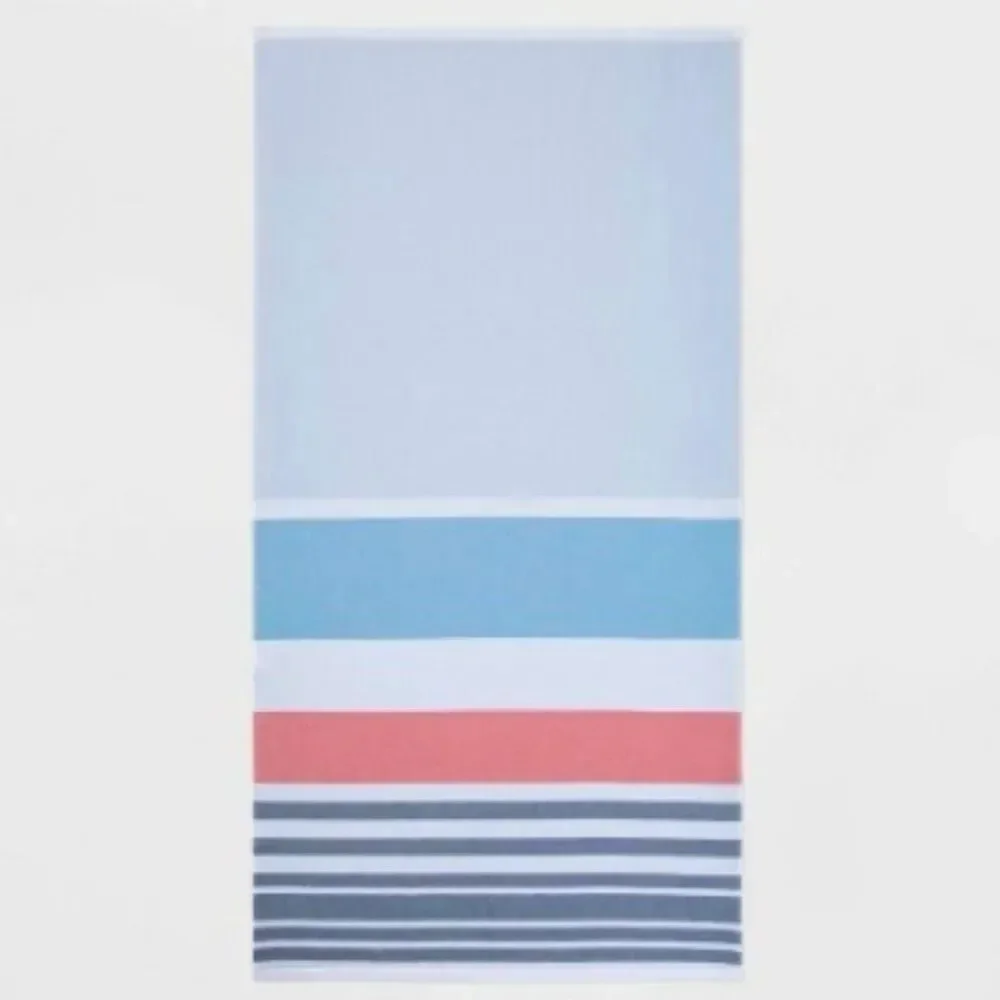 BLUE BASE Warm Striped Sand Resist Beach Towel - Sun Squad™